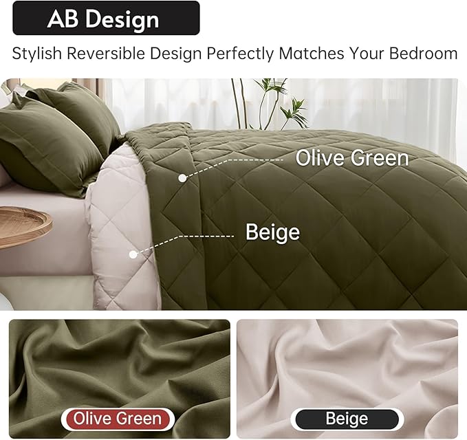MUXHOMO 7 Pieces California King Comforter Set, Reversible Bed in a Bag Cal - Image 3