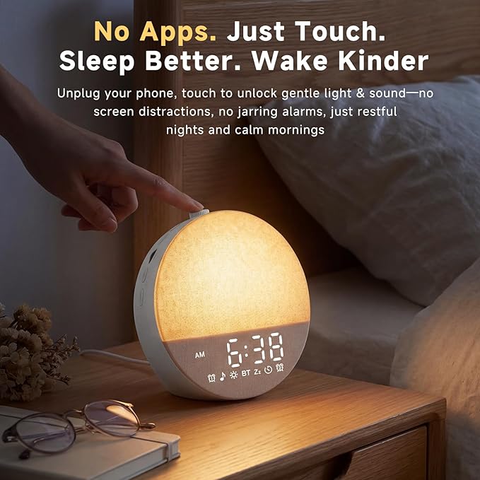 Geuuap Sunrise Alarm Clock White Noise Machine | Natural Wake-Up Light - Image 8