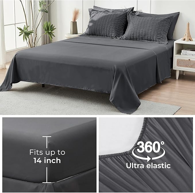 HYMOKEGE Queen Comforter Set Seersucker 7 Pieces, All Season Luxury Bed in a Bag - Image 6