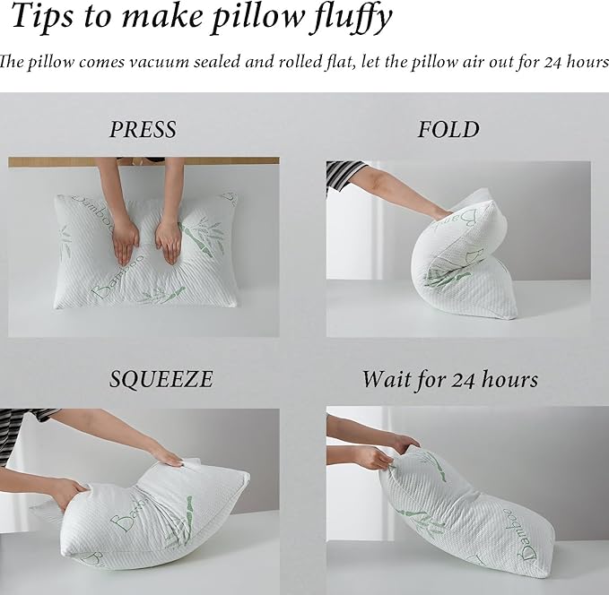 Memory Foam Pillows Queen Size set of 2, Shredded Memory Foam Bed Pillow - Image 6