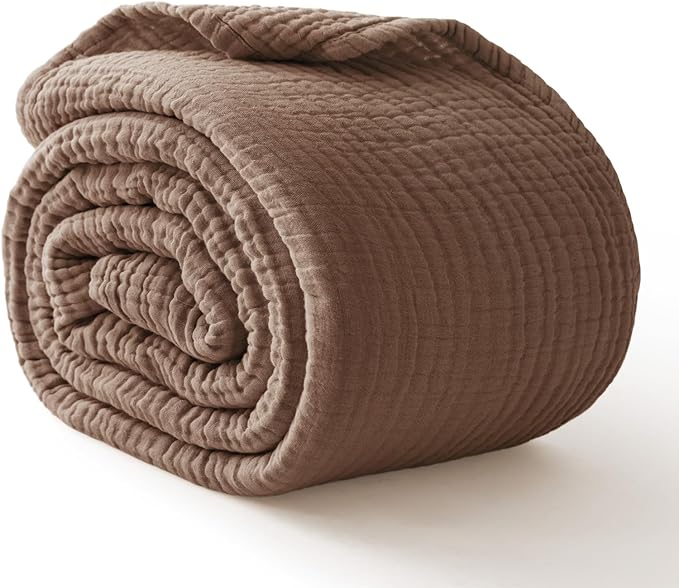 100% Cotton Muslin Blanket Queen 90" x 90", Breathable and Lightweight Cotton by Kozyhvn