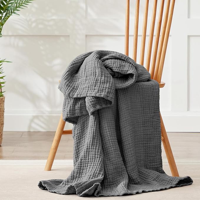 100% Cotton Muslin Blanket 50" x 60", Breathable and Lightweight Cotton Throw - Image 2