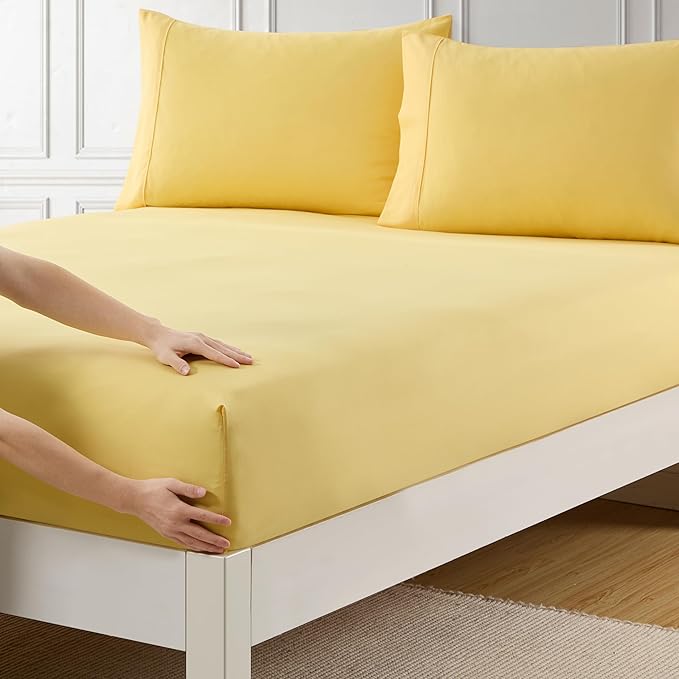 Queen Fitted Sheet Only with Full Elastic & Built in Corner Sheet Straps to by SweetHomeCollection