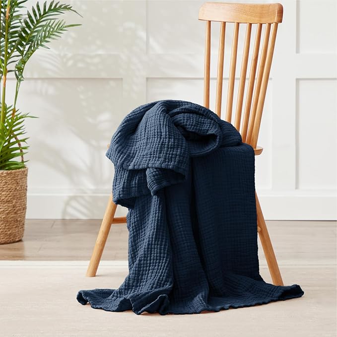 100% Cotton Muslin Blanket 50" x 60", Breathable and Lightweight Cotton Throw - Image 5