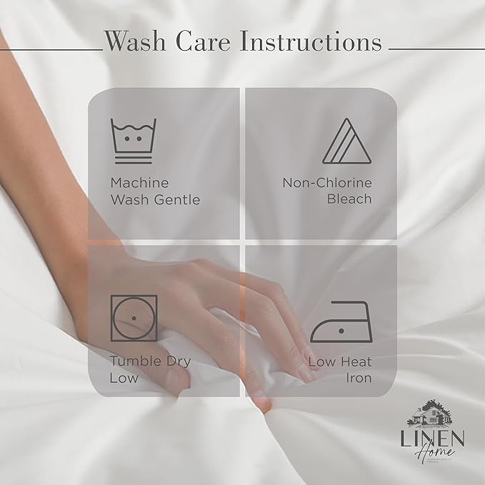 Linen Home 100% Cotton Percale Sheets Full Size, Deep Pocket, 4 Pieces Set - Image 5