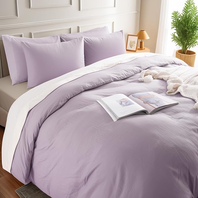 NEXHOME PRO Duvet Cover Set 100% Washed Cotton Oversized Queen 92"x98" - Image 4