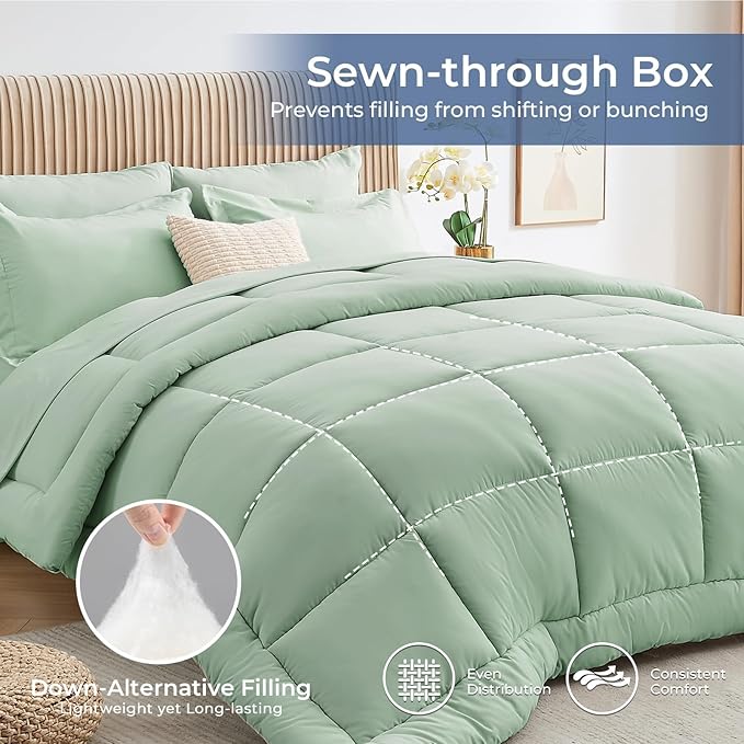 Sasttie King Size Comforter Set, 7 Pieces Bed in a Bag King, Complete Bedding - Image 3