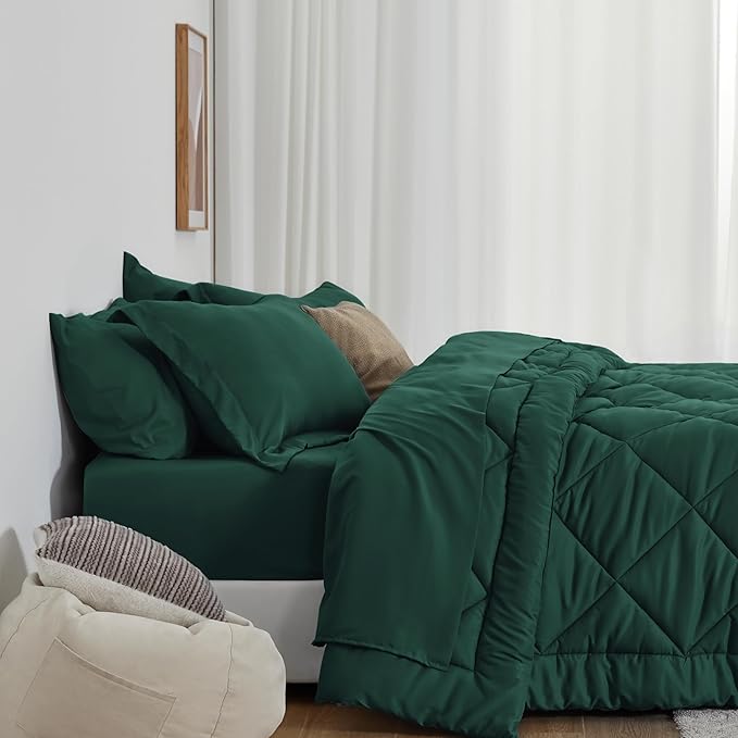 Love's cabin Full Comforter Set Dark Green, 7 Pieces Full Bed in a Bag - Image 8