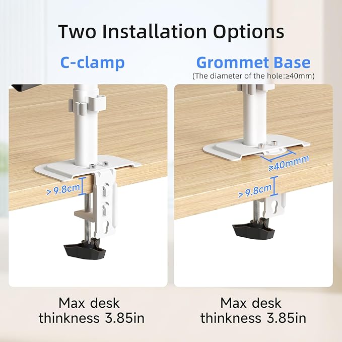 suptek Triple Monitor Mount for Most 17 to 32 inch Screens,Gas Springs Adjustment Triple Monitor Desk Mount Stand with Clamp & Grommet Kit,White(MD8003W)-DeskoryOffice