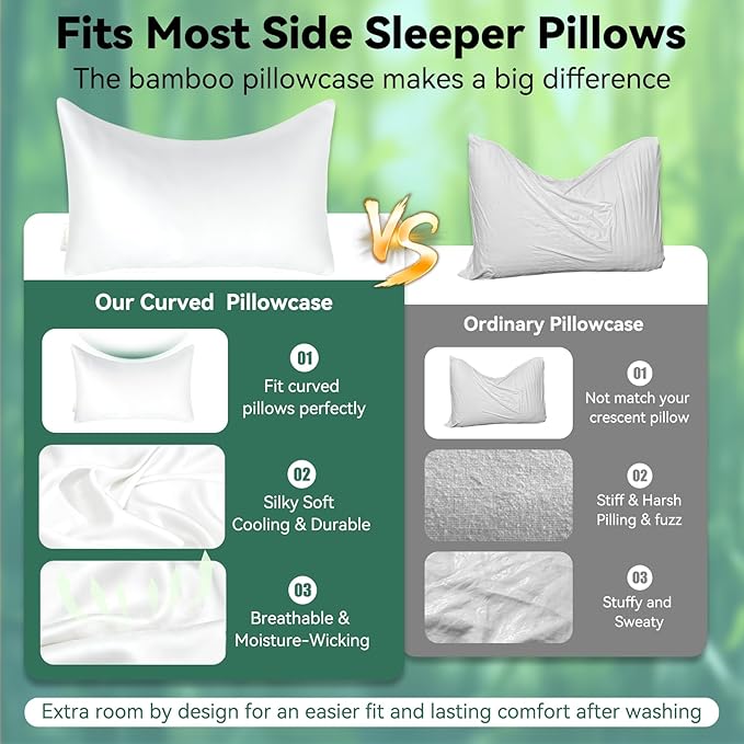 Cooling Curved Pillowcase for Side Sleeper Pillow - Image 2