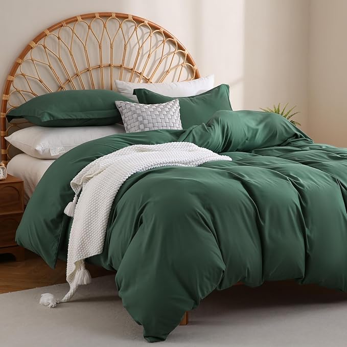 JSD Hunter Green Duvet Cover Set Twin Size, 2 Piece Microfiber Kids Duvet Cover - Image 6