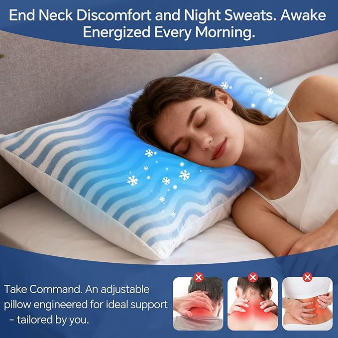 SLEEPDIARY Pillows Queen Size Set of 2 – Adjustable Shredded Memory Foam - Image 8