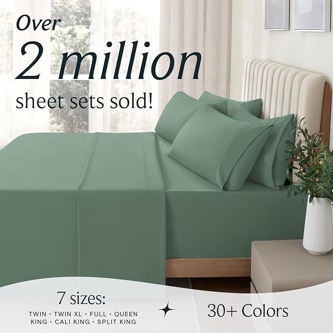 LuxClub 4 PC California King Sheet Set, Breathable Luxury Bed Sheets, Deep - Image 7
