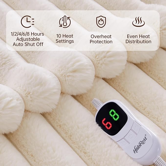 Heated Throw Blanket, Faux Fur Cozy Heating Blanket - Image 3