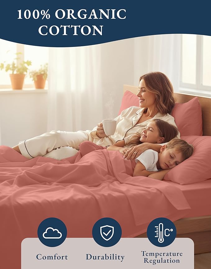 LANE LINEN 100% Organic Cotton California King Sheets Set, 4-Piece Pure Organic - Image 6