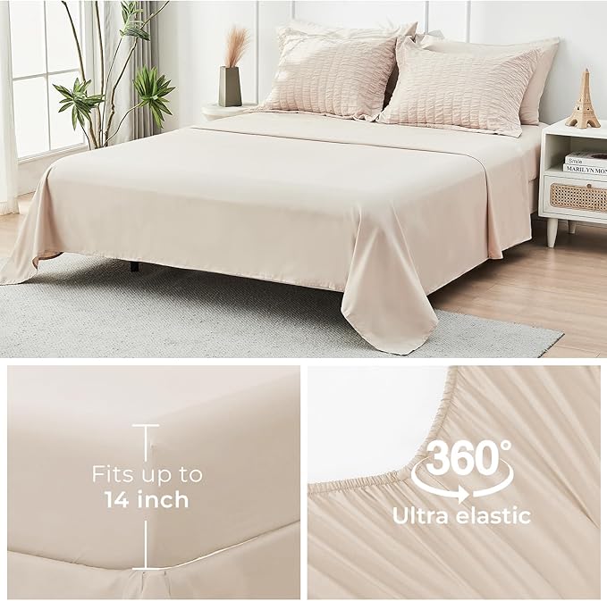 HYMOKEGE Beige King Size Comforter Set Seersucker 7 Pieces, All Season Luxury - Image 7