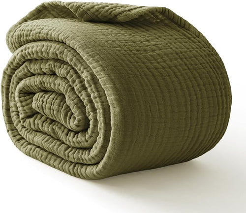 100% Cotton Muslin Blanket 50" x 60", Breathable and Lightweight Cotton Throw by Kozyhvn