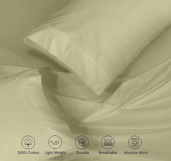 RUVANTI 100% Cotton Sheets – Queen Size Percale Bedding, Cooling & Breathable - Image 4