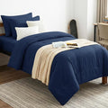 CozyLux Twin Comforter Set Navy Blue, 5 Pieces Bed in a Bag Twin Comforter Set by CozyLux