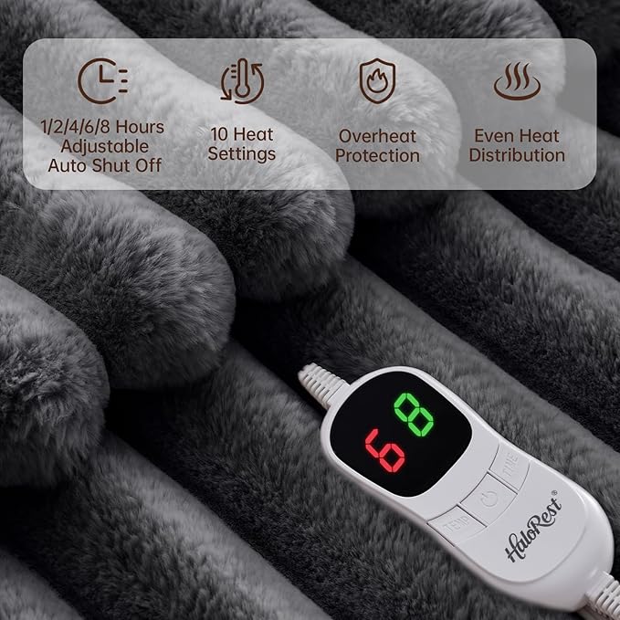 Heated Throw Blanket, Faux Fur Cozy Heating Blanket - Image 3