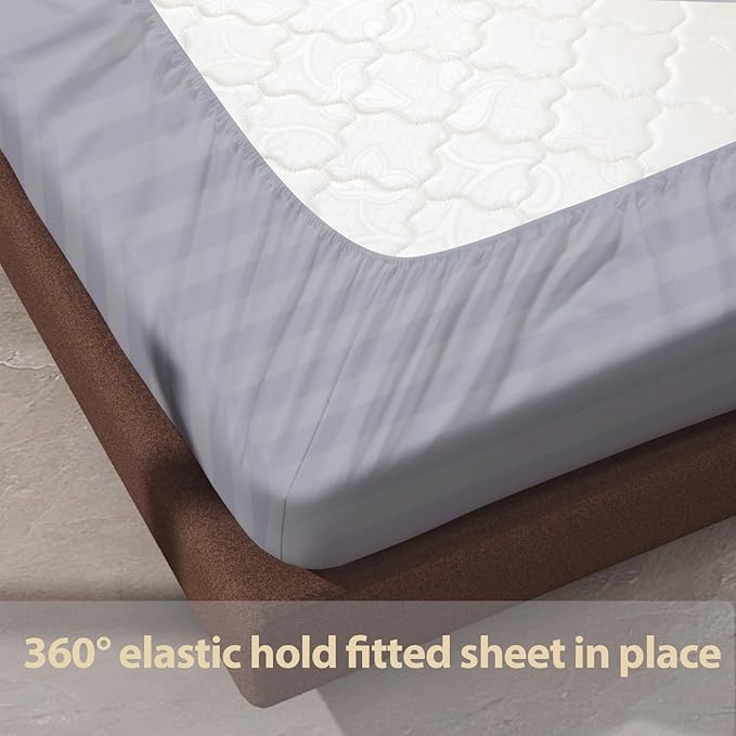 100% Egyptian Cotton Fitted Sheet Full Size, 600 Thread Count, Single Fitted - Image 6