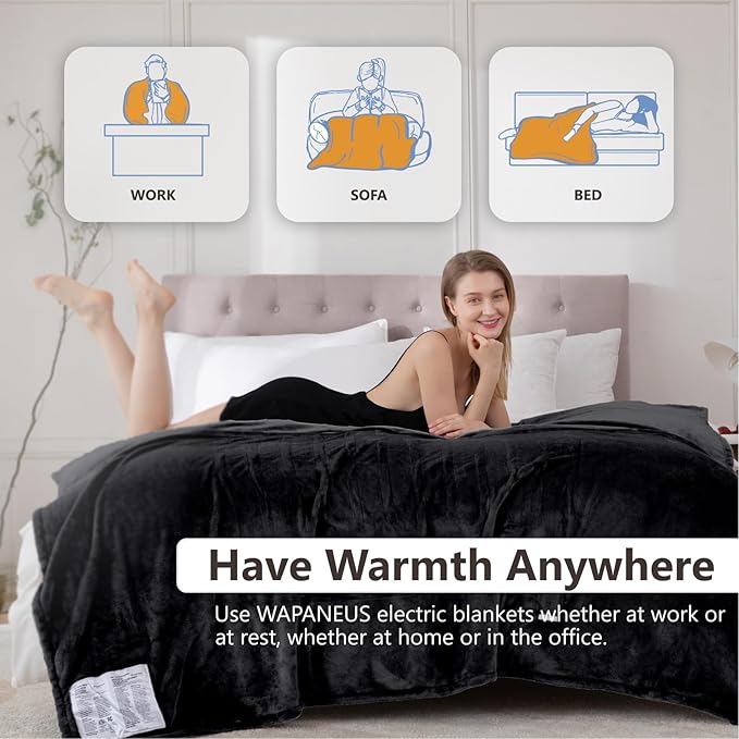 Wapaneus Heated Blanket Electric Queen Size 84"x90"-Dual Control - Image 4