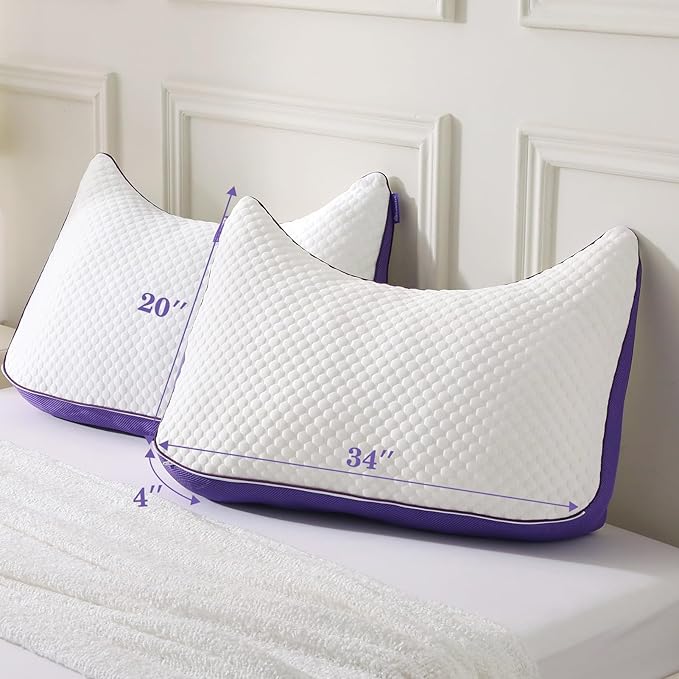 HOMELAB Adjustable Crescent Shredded Memory Foam Pillows King Size, Cooling Bed - Image 6