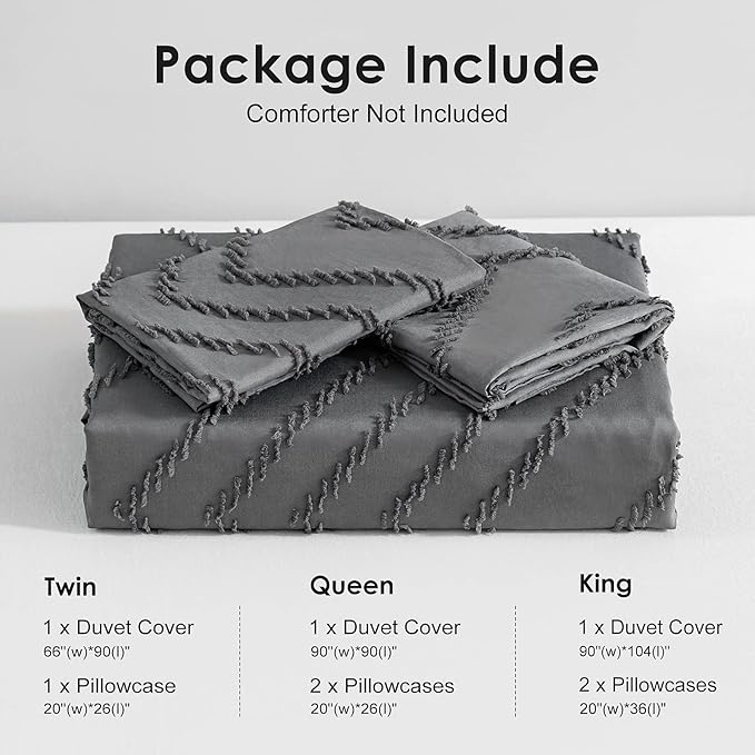 WARMDERN Boho Duvet Cover Set, Tufted Bedding Duvet Covers Soft Washed - Image 8