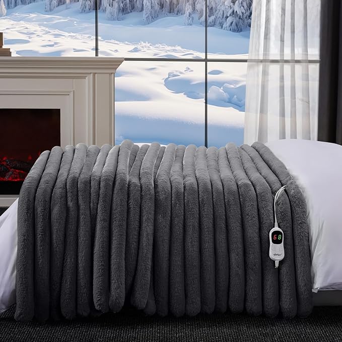 Heated Throw Blanket, Faux Fur Cozy Heating Blanket - Image 7