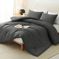 CozyLux Oversized King Comforter Set Dark Grey, 3 Pieces 120x98 Solid by CozyLux