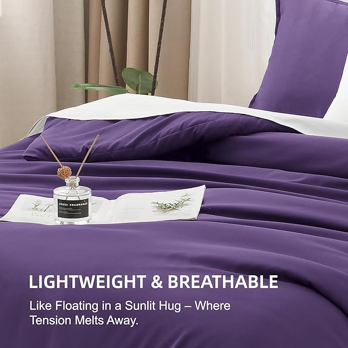 Litanika Dark Violet Purple Comforter Set Twin/Twin XL Size, 2 Pieces - Image 6