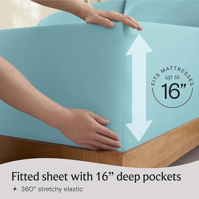 LuxClub 4 PC Queen Sheet Set, Queen Size, Deep Pockets 18" Wrinkle Free Cooling - Image 6