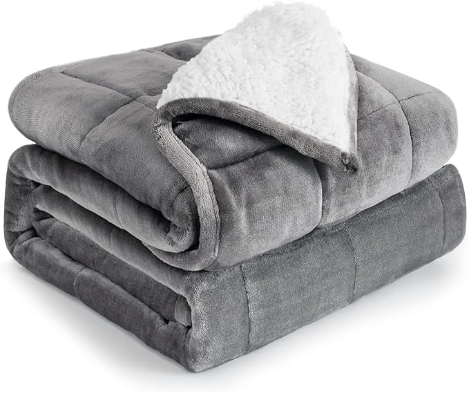 Cottonblue Sherpa Fleece Weighted Blanket 12lbs, Flannel Cozy Plush Bed Throw by Cottonblue