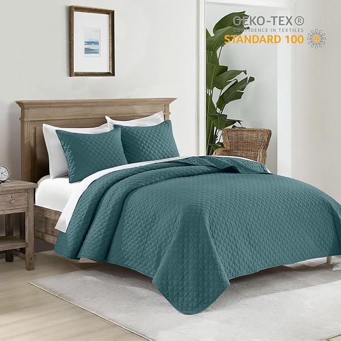 HORIMOTE HOME Quilt Twin Size Teal Blue, Lightweight Quilt - Image 2