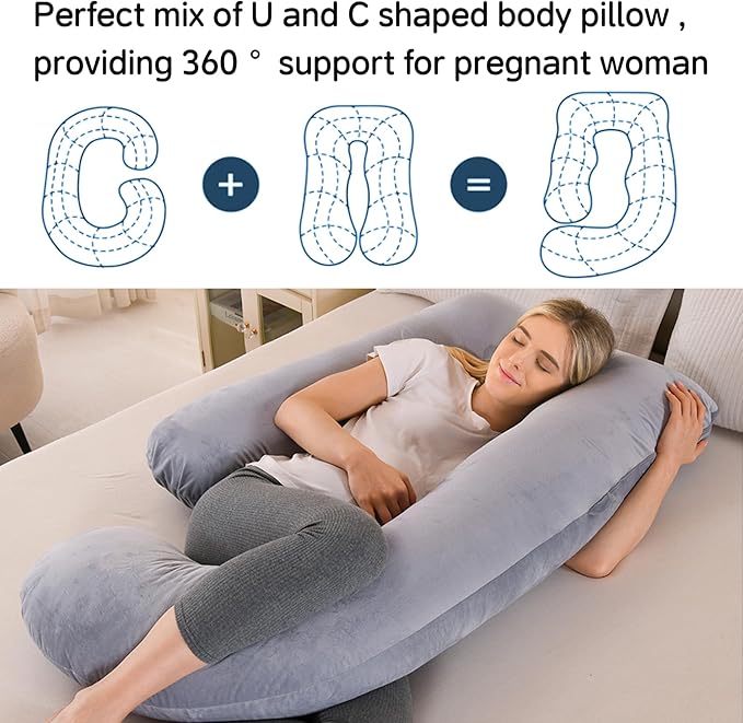 U-Shaped Pregnancy Pillow for Sleeping, Full Body Support for Back, HIPS & Belly - Image 5