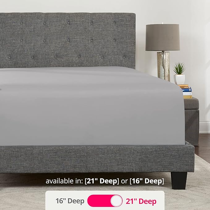 Twin Deep Pocket Fitted Sheet 21' Twin Size Perfectly Fits 17'23' Mattresses - Image 3