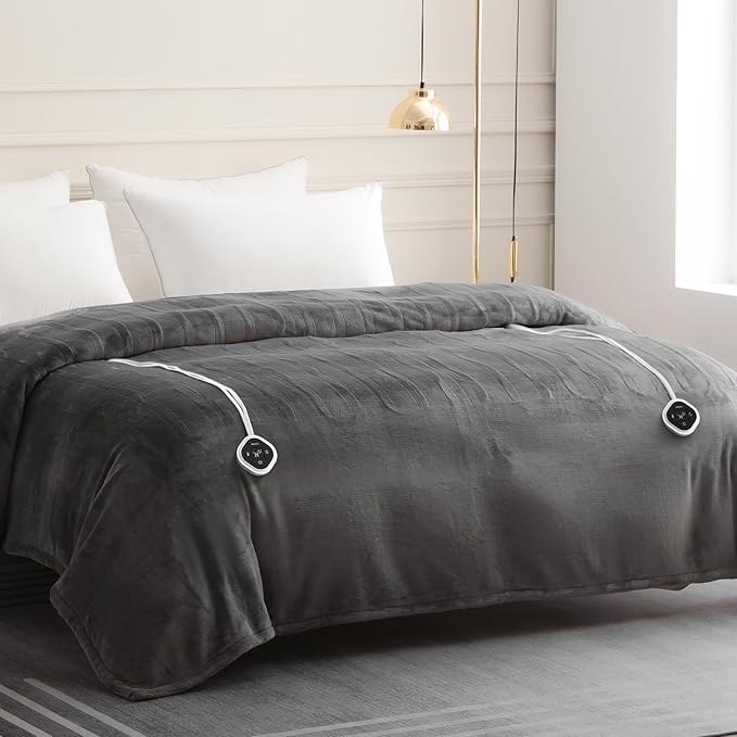 HOMLYNS LuxeHeat Heated Blanket Electric Blanket King Size, Soft Flannel Sherpa - Image 7