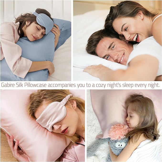 Gabire Mulberry Silk Pillowcases Set of 2, Both Sides Real Silk Pillow Covers - Image 5
