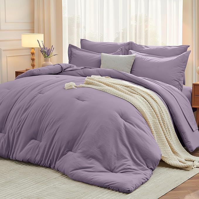MUXHOMO 7 Pieces Queen Comforter Set, Soft Bed in a Bag Queen Size, All Season by MUXHOMO