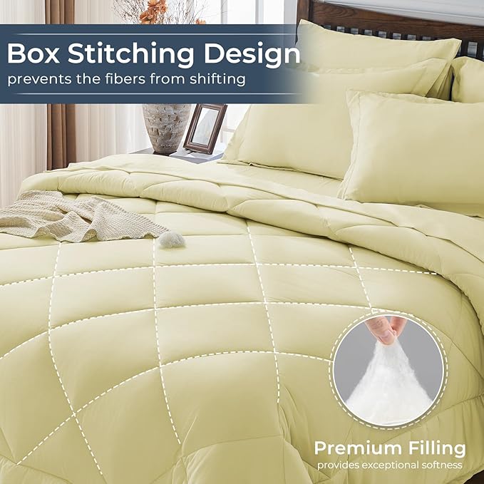HEVUMYI Cream Yellow King Comforter Set - Image 4