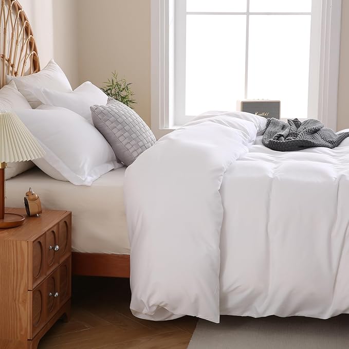 JSD White Duvet Cover Set Full Size, 3 Piece Duvet Cover - Image 7
