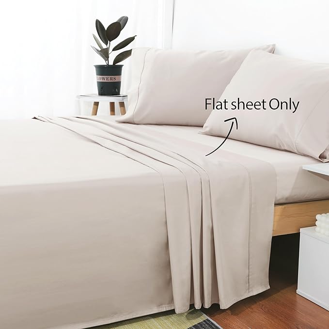 Cotton King Flat Sheet Only, 600 Thread Count 100% Egyptian Cotton Top Sheet - Image 2