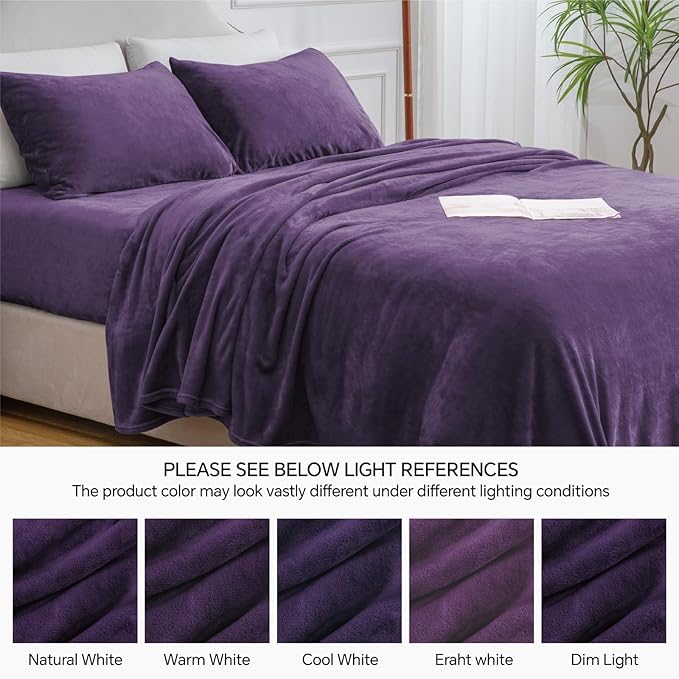 BEDELITE Flannel Sheets Full Size Purple - Image 9