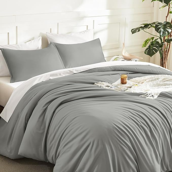 Litanika Comforters Medium Gray Oversized King Size, 3 Pieces Lightweight Solid - Image 5