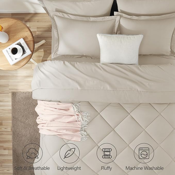 CozyLux California King Comforter Set Beige - Image 5