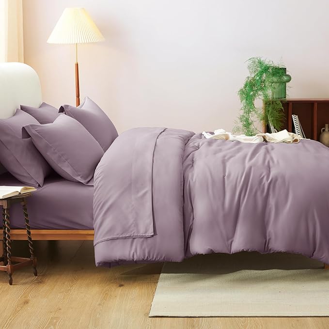 CozyLux Queen Comforter Set Dusty Purple, 7 Pieces Bed in a Bag Queen Comforter - Image 8