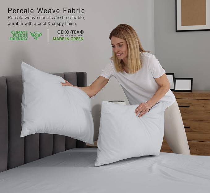 RUVANTI 100% Cotton Sheets – Full Size Percale Bedding, Cooling & Breathable - Image 3