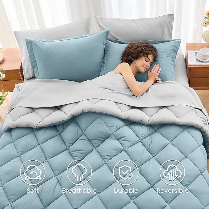 MUXHOMO 5 Pieces Twin XL Comforter Set, Reversible Bed in a Bag Twin XL Size - Image 6