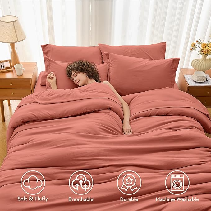 MUXHOMO 7 Pieces King Comforter Set, Soft Bed in a Bag King Size, All Season - Image 2
