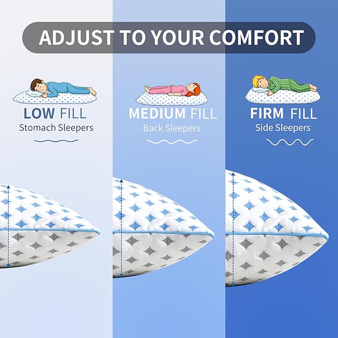 Pillows Queen Size Set of 2 for Sleeping, Cooling Adjustable Memory Foam Pillows - Image 5